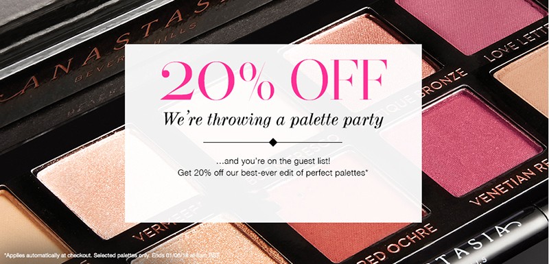 Скидка 20% на палетки на CultBeauty