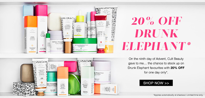 Скидка 20% на косметику Drunk Elephant