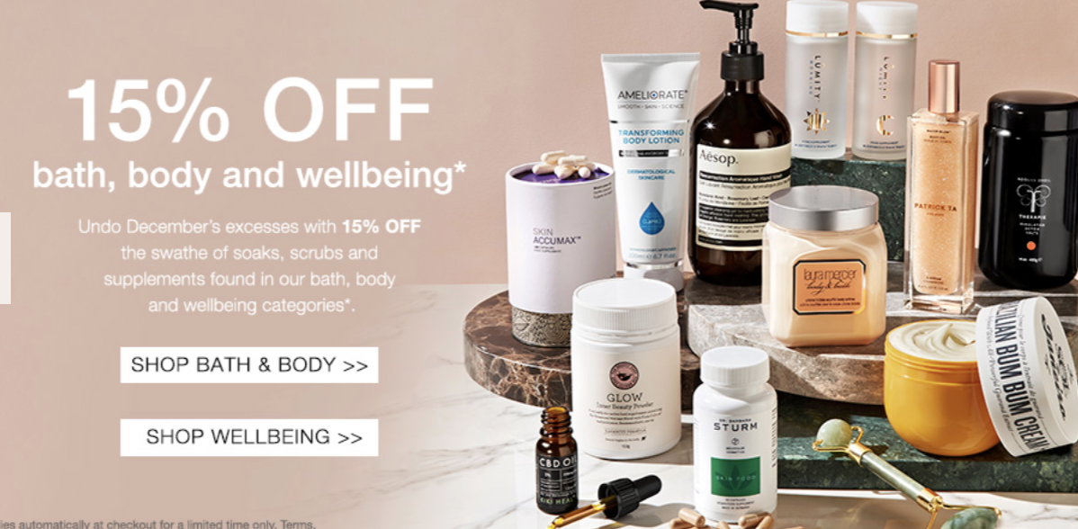 Скидка 15% на разделы Bath & Body и Wellbeing на Cult Beauty