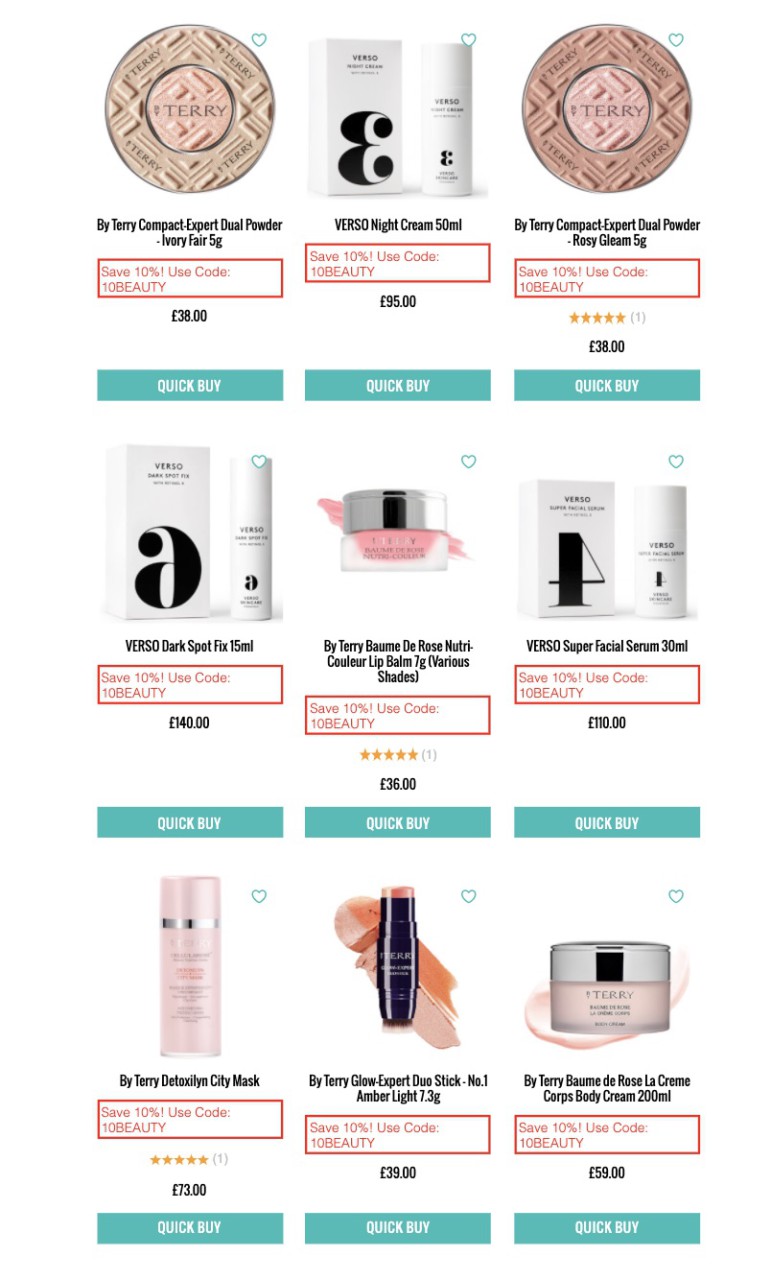 Скидка 35% на косметику By Terry и Verso