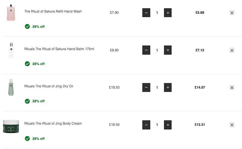 Скидка 28% на Rituals, скидка 25% на Nars и 35% на By Terry