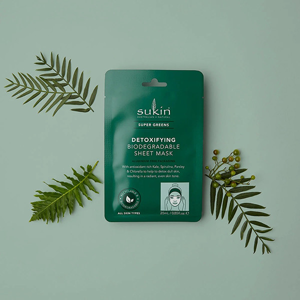 Sukin Super Greens Detoxifying Sheet Mask Sachet Sukin Super Greens Detoxifying Sheet Mask Sachet