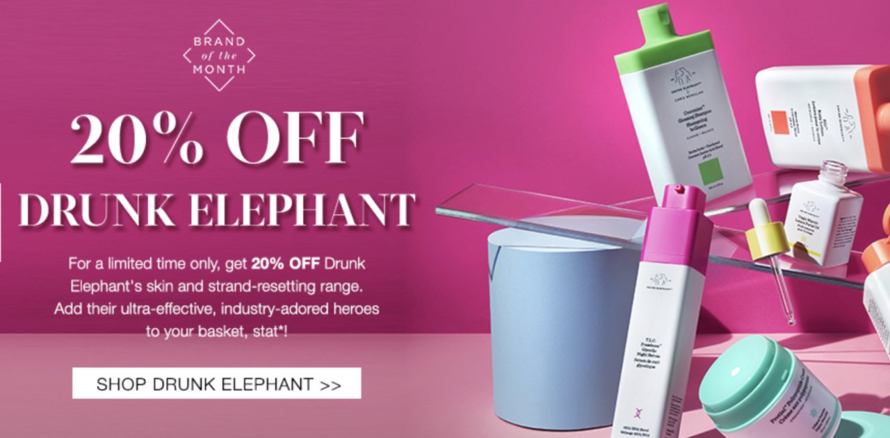 Скидка 20% на Drunk Elephant