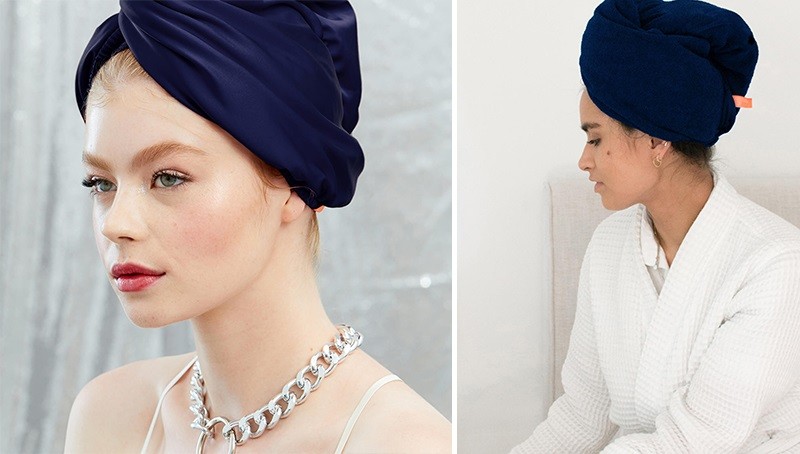 Aquis Exclusive Charmeuse 2 Layer Turban Midnight Blue
