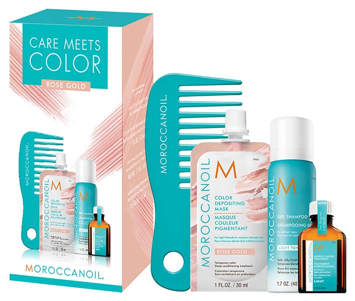 Moroccanoil Care Meets Colour Blonde Bundle with Free Comb Rose Gold