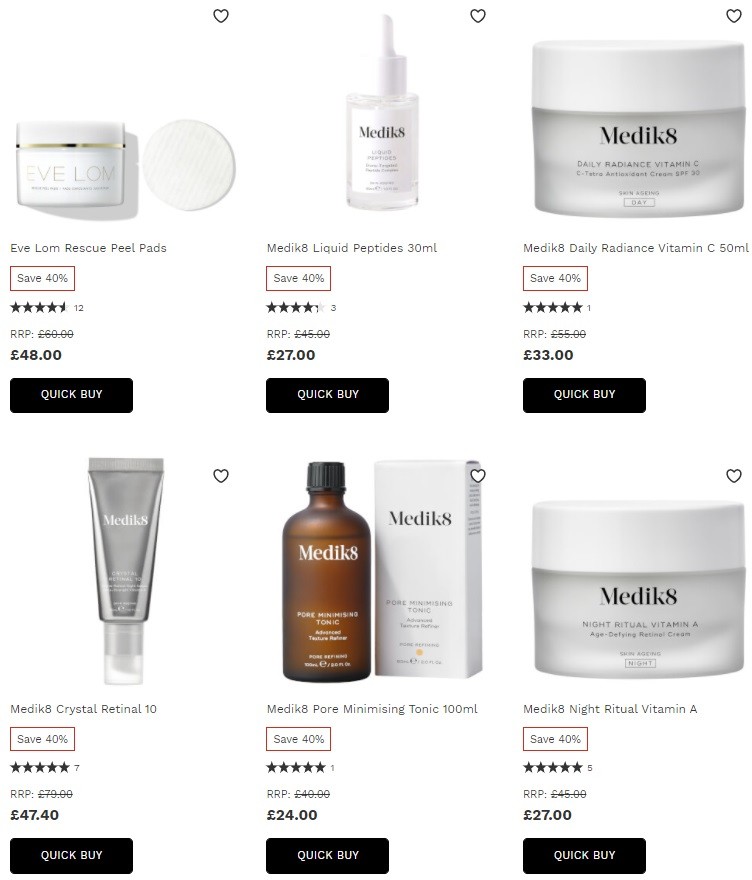 Скидка 40% + 11% на Medik8, Omorovicza, Nuface, Elemis на LookFantastic