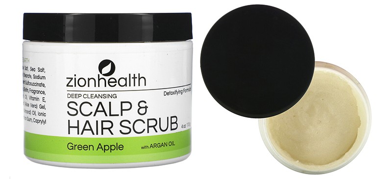 Zion Health Deep Cleansing Scalp & Hair Scrub with Argan Oil Green Apple