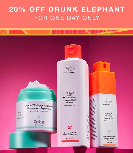 скидка 20% на Drunk Elephant