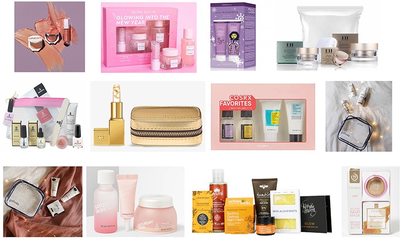 наборы от Fenty, Glow Recipe, Dermadoctor, Gallinee, Emma Hardie, Jessica, Tom Ford, Saturday Skin, Cosrx, Foreo, LoveLula