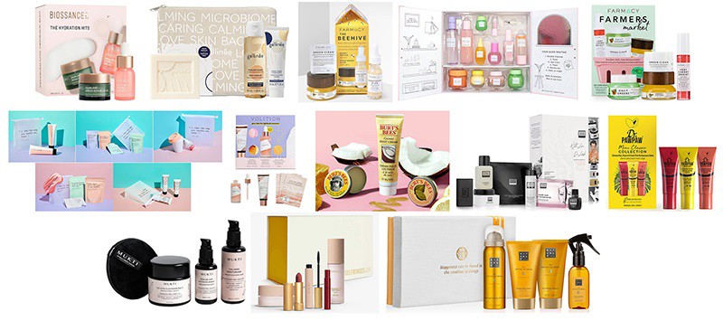 наборы Biossance, Gallinee, Farmacy, Glow Recipe, Frank Body, Volition, Burt's Bees, Erno Laszlo, Dr. PawPaw, Gucci, Mukti Organics, Rituals