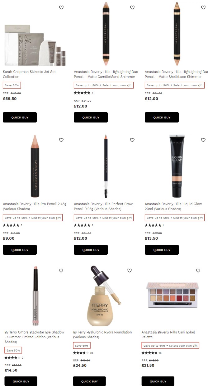 распродажа на международной версии LookFantastic