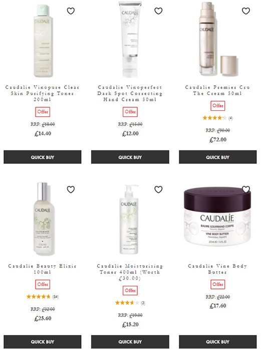 скидка 20% на Caudalie (плюс, экстра-скидка 22%)