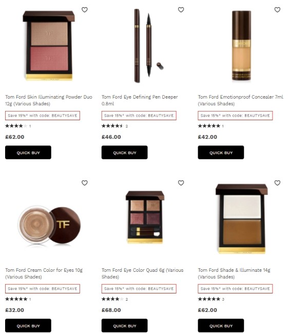 скидка 25% на палетки Tom Ford