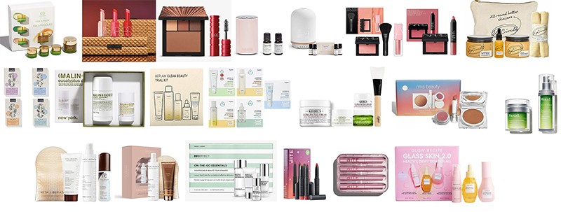 наборы Tata Harper, Nars, Neom, UpCircle Beauty, Babor, Malin+Goetz, Babor, UpCircle Beauty, BePlain, Malin+Goetz, Kiehl's, Rms Beauty, Murad, Vita Liberata, Bioeffect, Bite Beauty, Glow Recipe