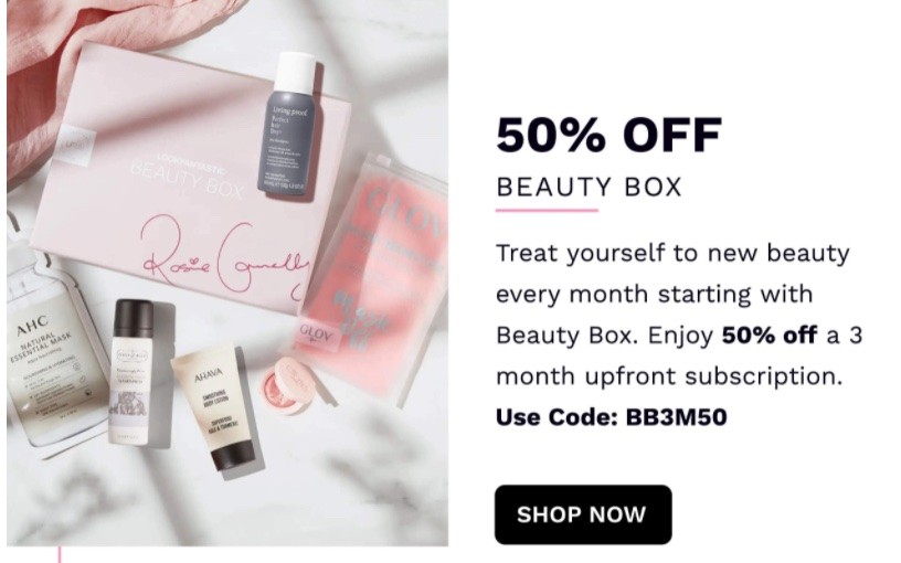 скидка 50% на LookFantastic Beauty Box