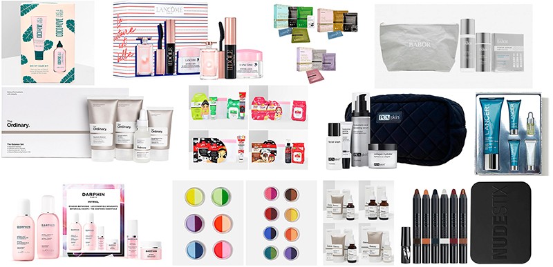 наборы Coco & Eve, Lancôme, BeautyPro, Babor, Kosas, The Ordinary, Yes To, PCA Skin, Lancer, Darphin, Glisten Cosmetics, Nudestix