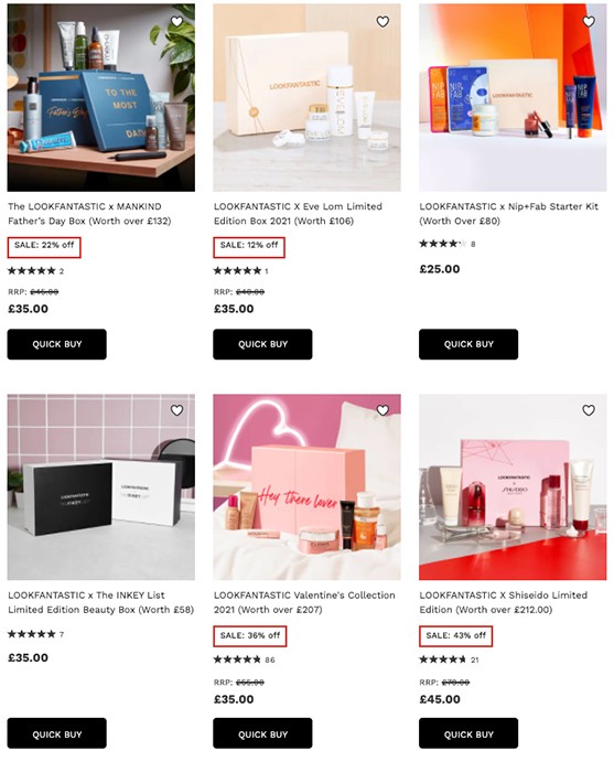 экстра-скидки на вернувшиеся боксы Lookfantastic