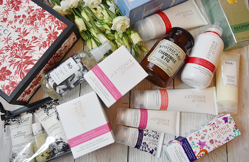 покупки от R+Co, Briogeo, L'Occitane, Algenist, Ouai, Philip Kingsley, Leonor Greyl, Gucci, Paddywax, Kosas, Ameliorate.