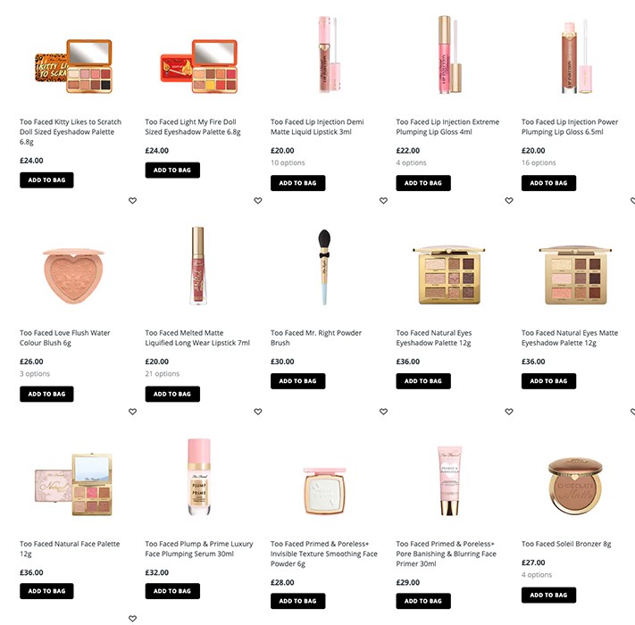  бренд Too Faced на Feelunique