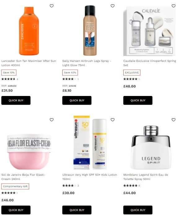 экстра-коды для международной версии Lookfantastic