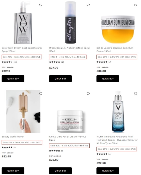 скидки до 40% + 10% на Lookfantastic 