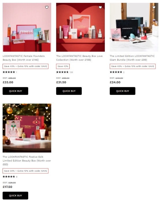 скидки до 43% + 10% на лимитированные боксы Lookfantastic