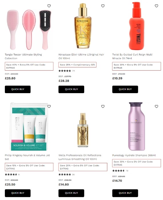 скидки до 60% +10% на средства для волос на Lookfantastic 